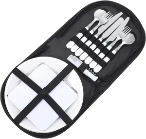 4-piece Stainless Steel Camping Cutlery Set Compact Outdoor Utensils for Picnic Hiking Travel