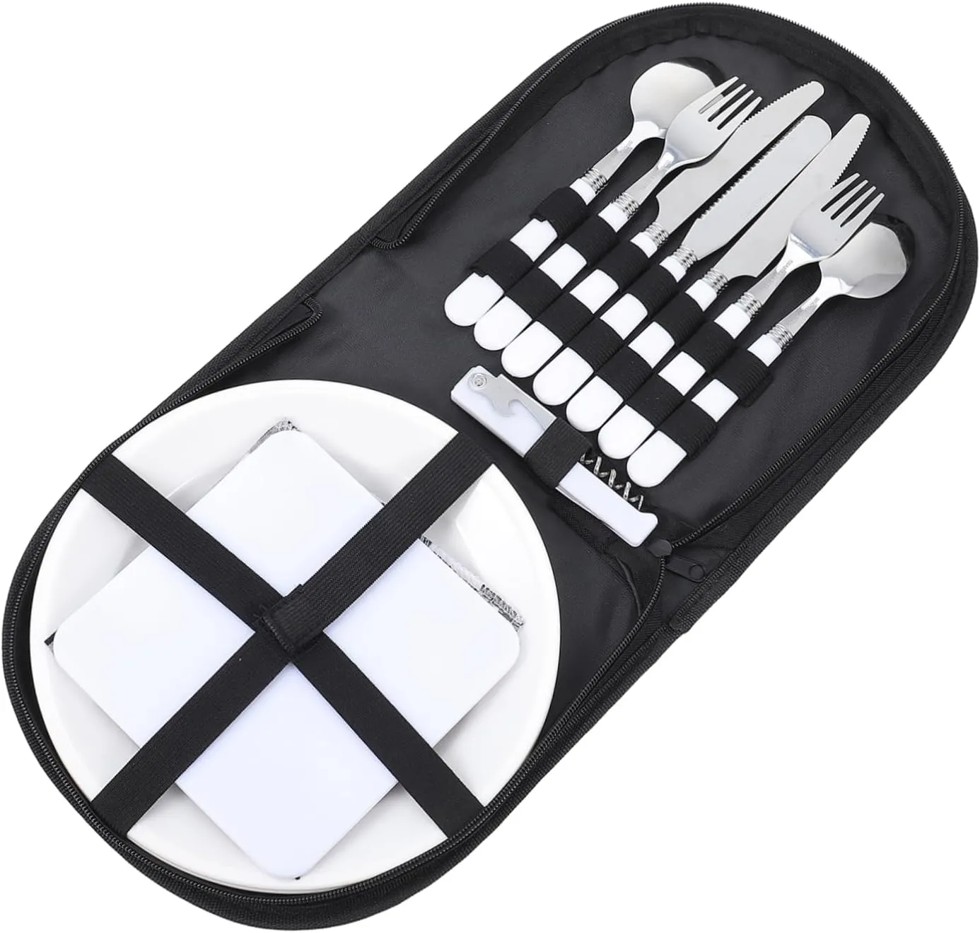 4-piece Stainless Steel Camping Cutlery Set Compact Outdoor Utensils for Picnic Hiking Travel