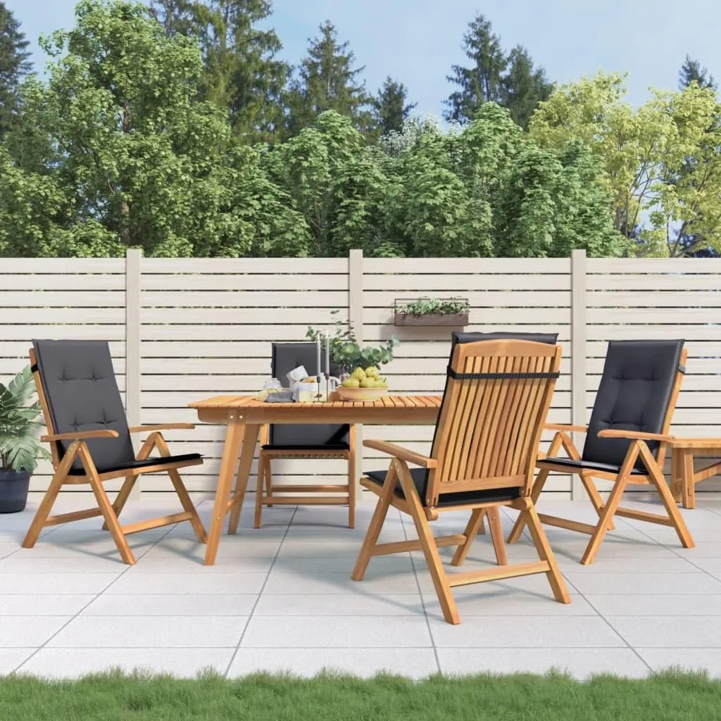 4-Piece Teak Wood Reclining Patio Chairs with Cushions, Adjustable Outdoor Lounge Chairs Foldable Furniture for Poolside Sunbathing Backyard