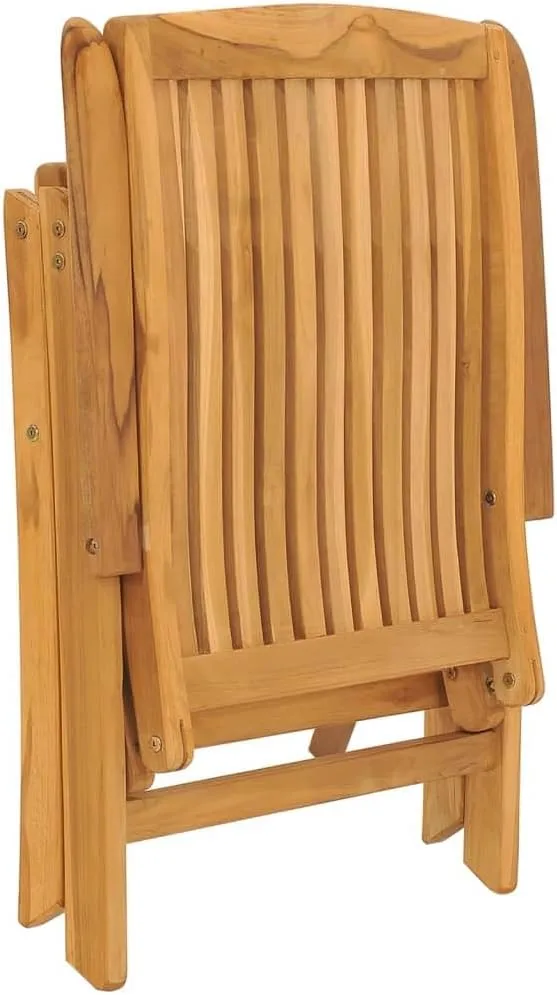 4-Piece Teak Wood Reclining Patio Chairs with Cushions, Adjustable Outdoor Lounge Chairs Foldable Furniture for Poolside Sunbathing Backyard