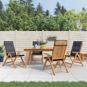 4-Piece Teak Wood Reclining Patio Chairs with Cushions, Adjustable Outdoor Lounge Chairs Foldable Furniture for Poolside Sunbathing Backyard