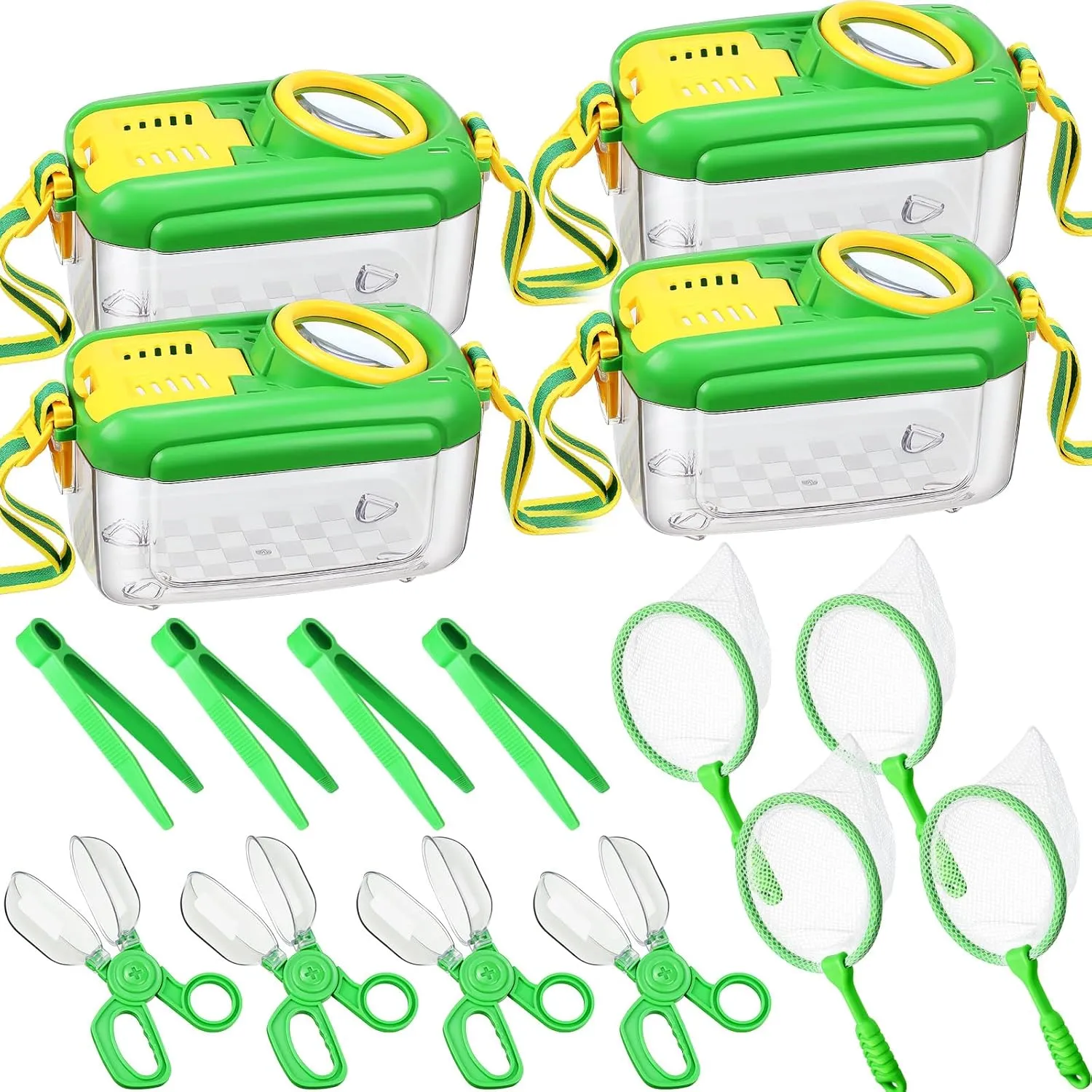 4 Sets Bug Catcher for Kids Students Kids Bug Catching Kit Collector Bug Box with Bug House, Butterfly Net, Bug Tweezer, Bug Cage Bug Habitats Container Collection Outdoor Explorer Gift