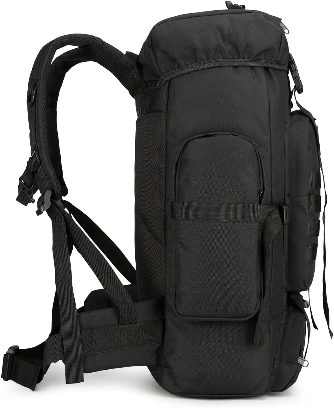 45L Hiking Backpack Camping Rucksack Molle Military Backpack for Outdoor Traveling (Black)