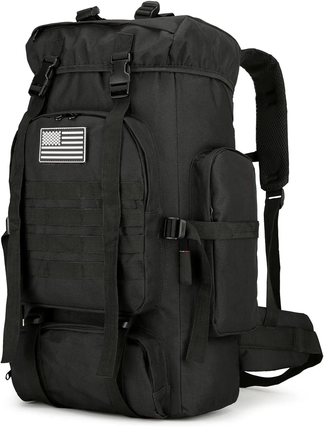 45L Hiking Backpack Camping Rucksack Molle Military Backpack for Outdoor Traveling (Black)