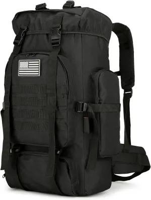 45L Hiking Backpack Camping Rucksack Molle Military Backpack for Outdoor Traveling (Black)