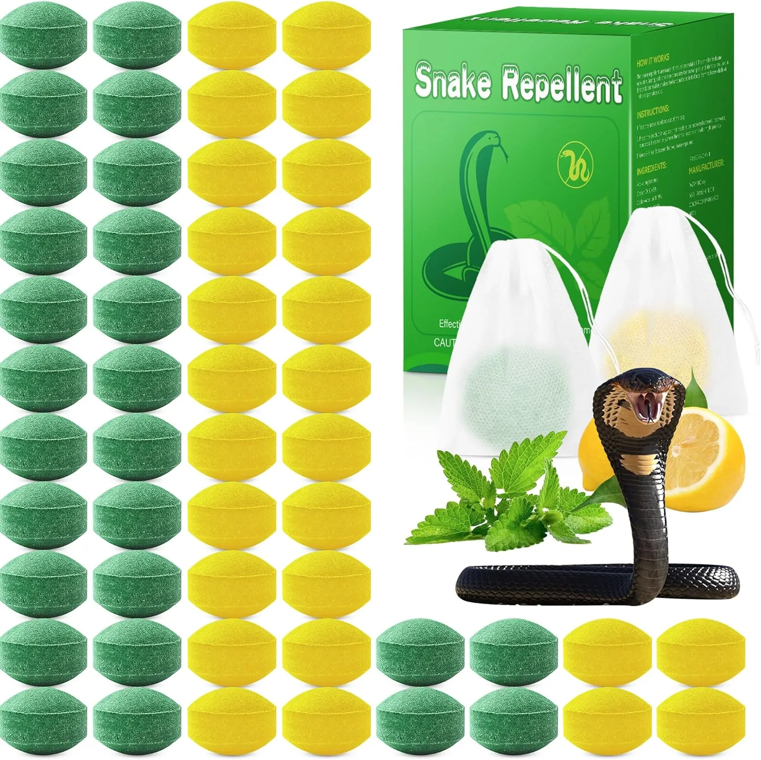 48Pack Powerful Snake Repellent for Outdoor Use, Natural Keep Snake Away Deterrent with Long-Lasting Protection for Garden Lawn Yard Camping Fishing, Safe for Kids & Pets, Waterproof