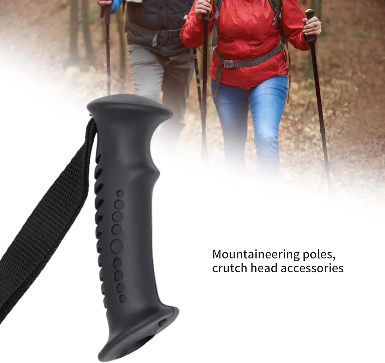 4Pcs Straight/Bent Handle Climbing Stick Head Comfortable Ergonomic Walking Cane Grip Trekking Rod Handle Adapters
