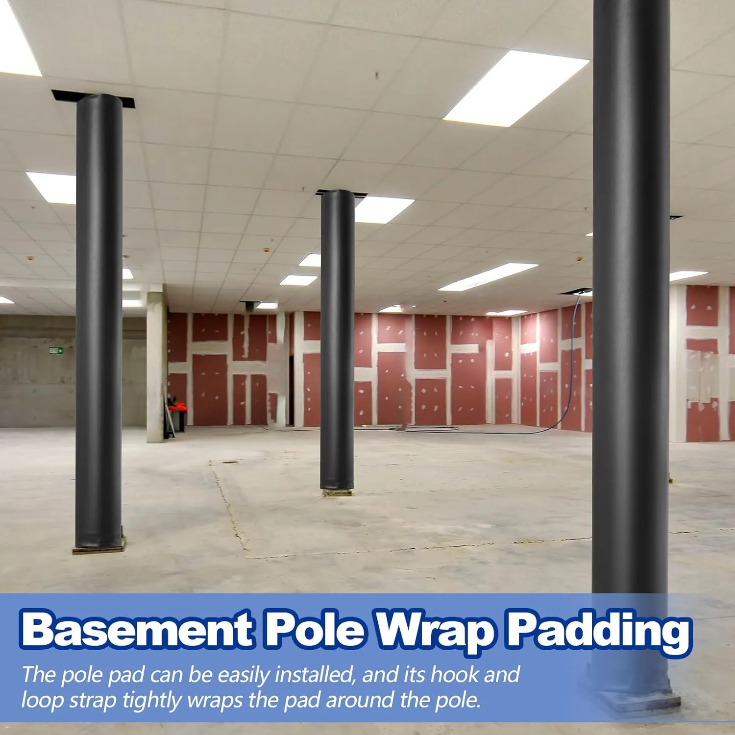 4" Basketball Pole Pads 47.2" Tall Basketball Pole Paddings Weather Resistant Waterproof Garage All Weather Pad for Player Protection and Safety