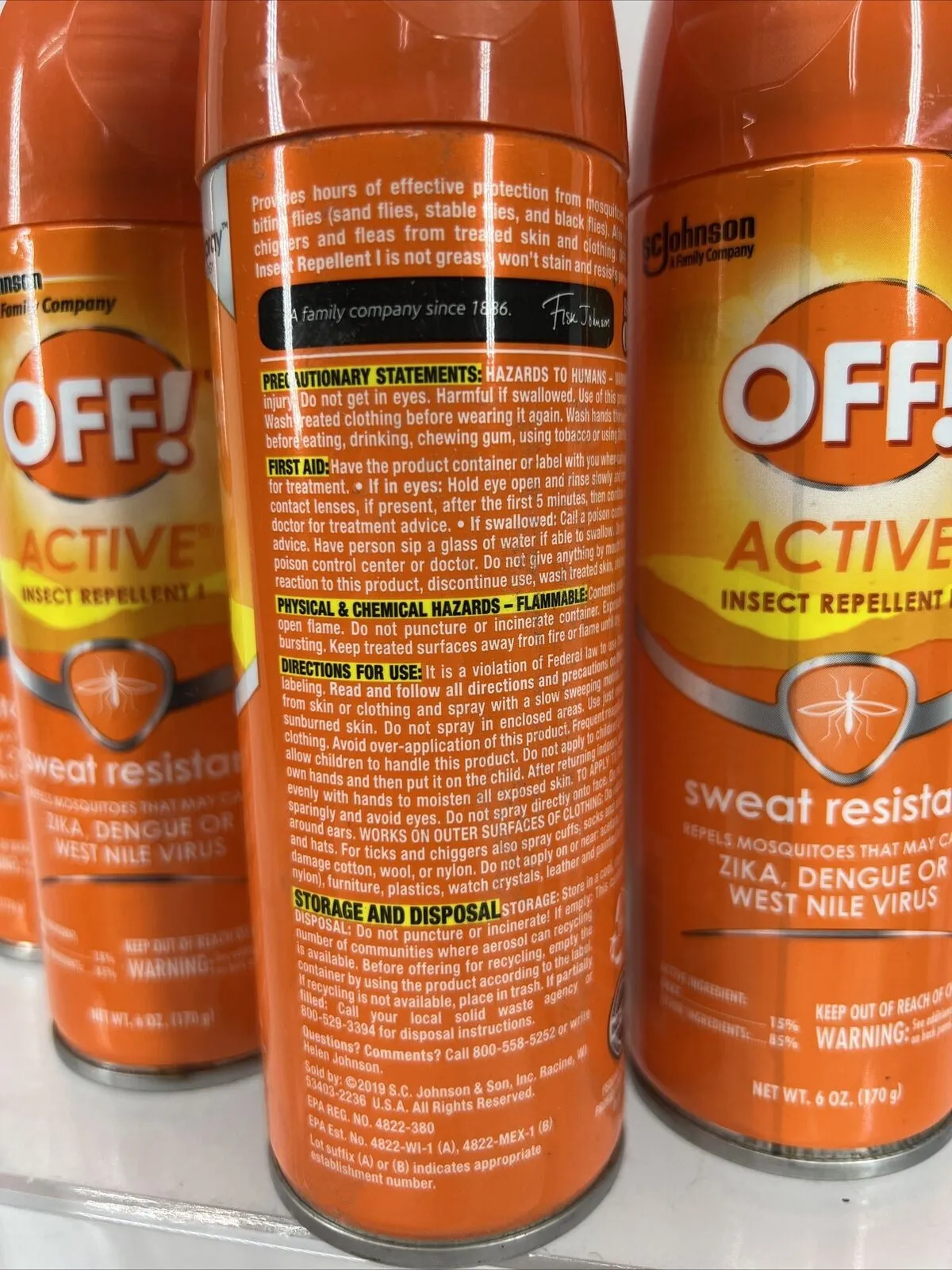 (5) OFF! ACTIVE INSECT REPELLENT Sweat Resistant Mosquito Protection Spray 6oz