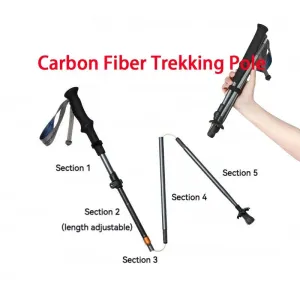 5-Section Carbon Fibre/Aluminium Alloy Folding Stick