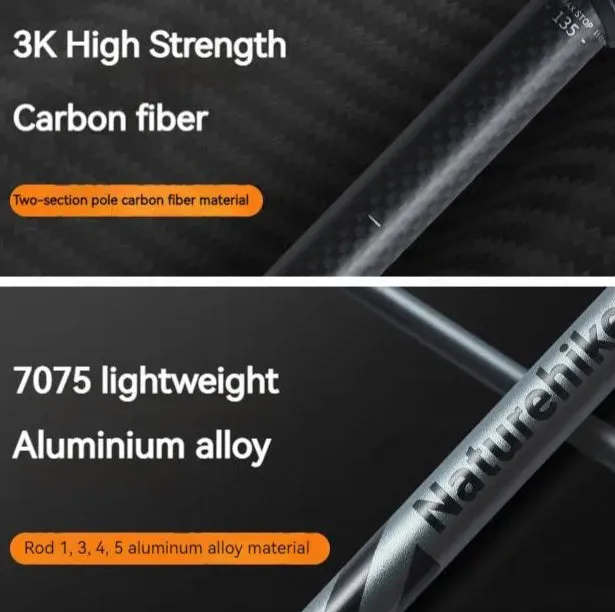 5-Section Carbon Fibre/Aluminium Alloy Folding Stick