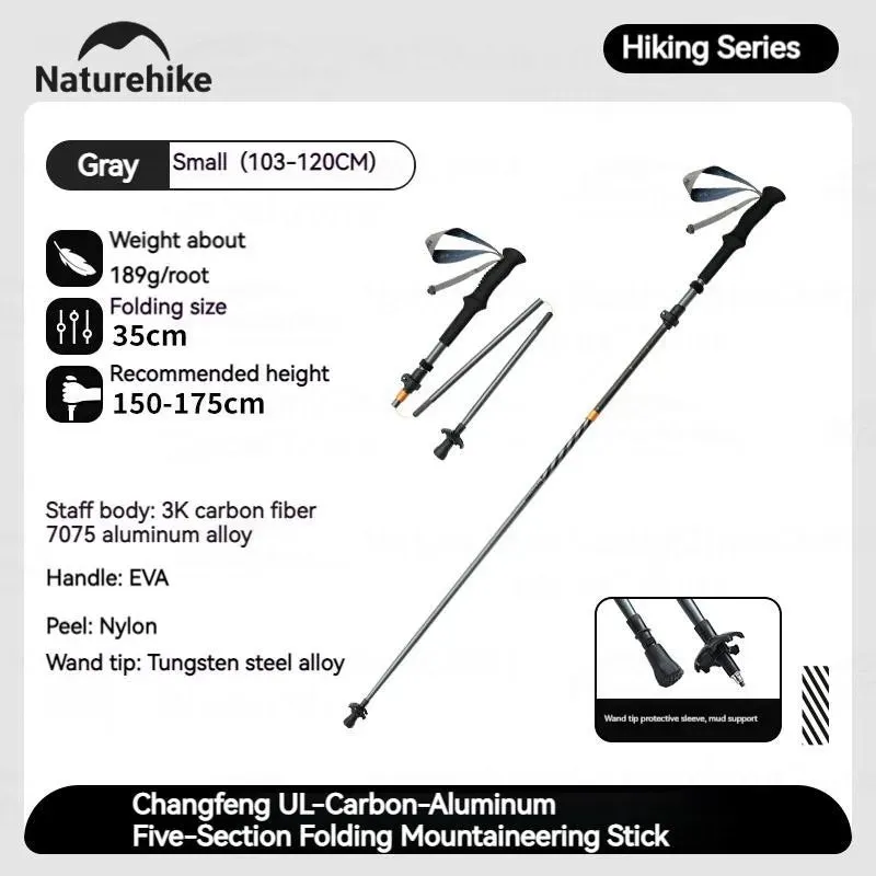 5-Section Carbon Fibre/Aluminium Alloy Folding Stick