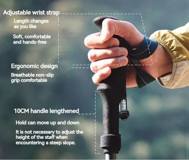 5-Section Carbon Fibre/Aluminium Alloy Folding Stick