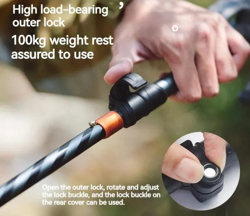 5-Section Carbon Fibre/Aluminium Alloy Folding Stick