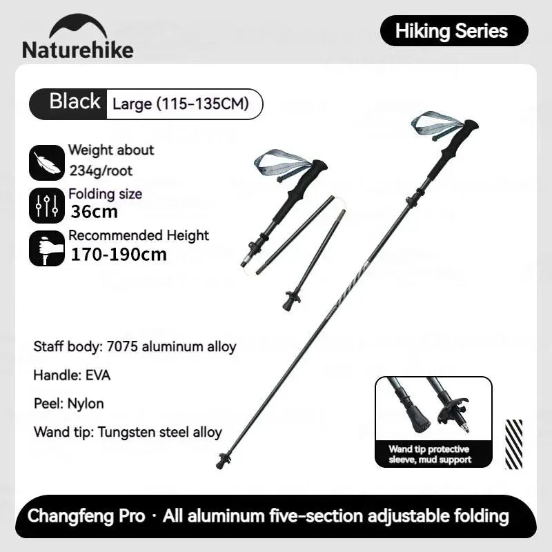 5-Section Carbon Fibre/Aluminium Alloy Folding Stick