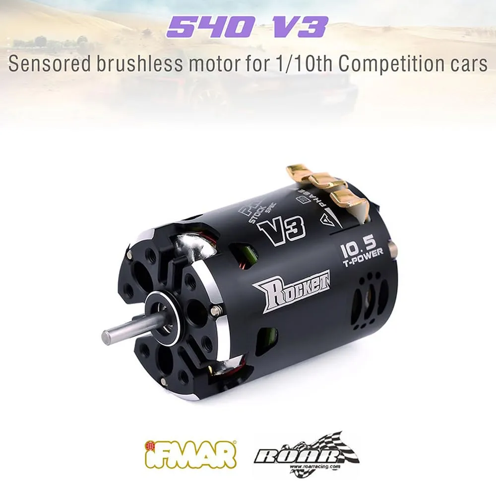540 V3 9.5T 3800KV Modified Sensored Brushless Motor Shaft ø3.175mm Adjustable Timing Competition Level RC Motor for 1/10 1/12 F1 RC Drift Touring Racing Car