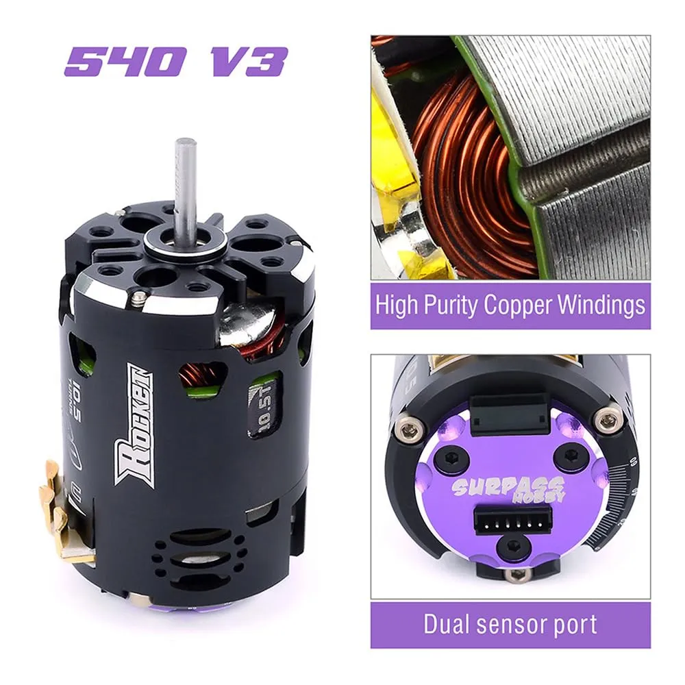 540 V3 9.5T 3800KV Modified Sensored Brushless Motor Shaft ø3.175mm Adjustable Timing Competition Level RC Motor for 1/10 1/12 F1 RC Drift Touring Racing Car