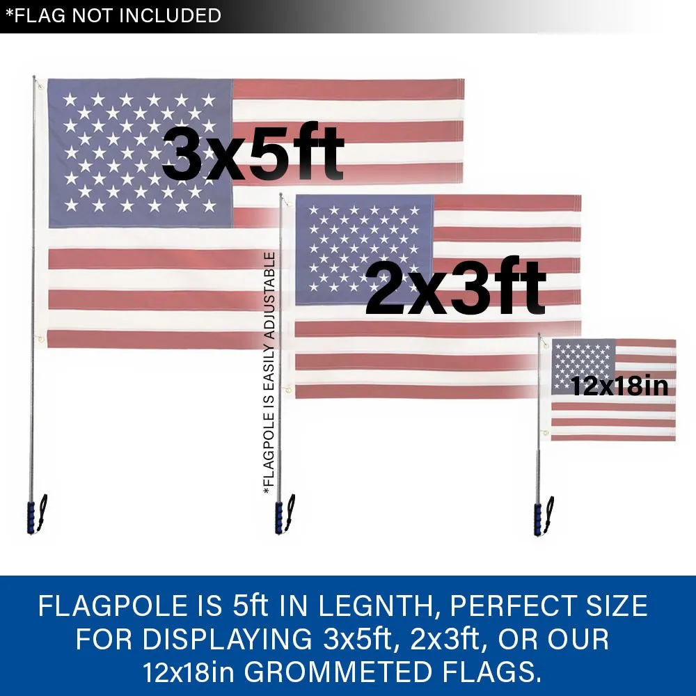 5ft Hand-Held Collapsible Flag Pole (Blue)