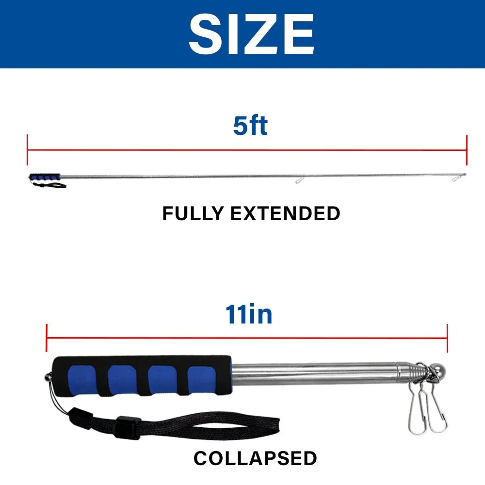 5ft Hand-Held Collapsible Flag Pole (Blue)