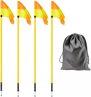 5FT Soccer Corner Flags for Soccer Field Set of 4,Soccer Flags Agility Poles Soccer Training Poles,Spring Loaded Adjustable Speed and Agility Training Equipment With Storage Bag