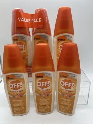 (6) OFF! 6 oz FamilyCare Insect Repellent Unscented Bug spray Aloe-Vera 7%