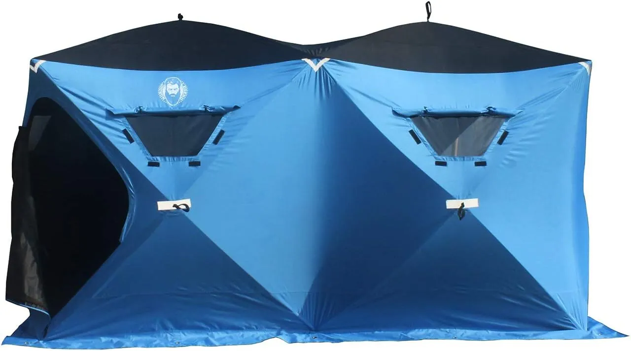 6 Person Portable Ice Fishing Shelter with 2 Big Doors-Diamond Door Guard System Ice Fishing Camping Tent