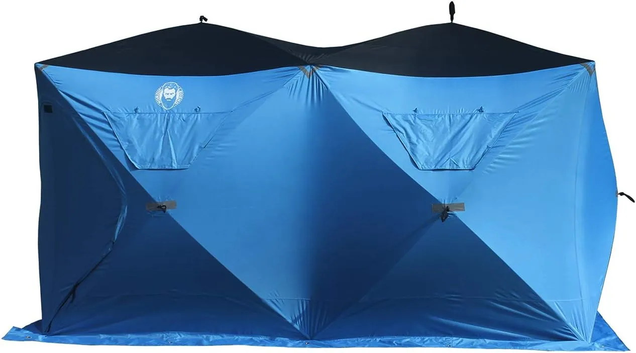 6 Person Portable Ice Fishing Shelter with 2 Big Doors-Diamond Door Guard System Ice Fishing Camping Tent