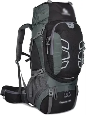 60L mountaineering hiking outdoor men's and women's bag camping mountaineering backpack travel bag(Black)