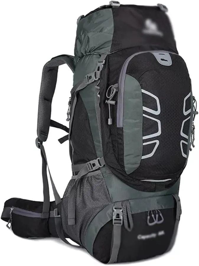 60L mountaineering hiking outdoor men's and women's bag camping mountaineering backpack travel bag(Black)