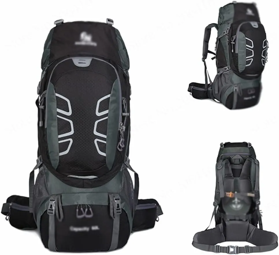 60L mountaineering hiking outdoor men's and women's bag camping mountaineering backpack travel bag(Black)