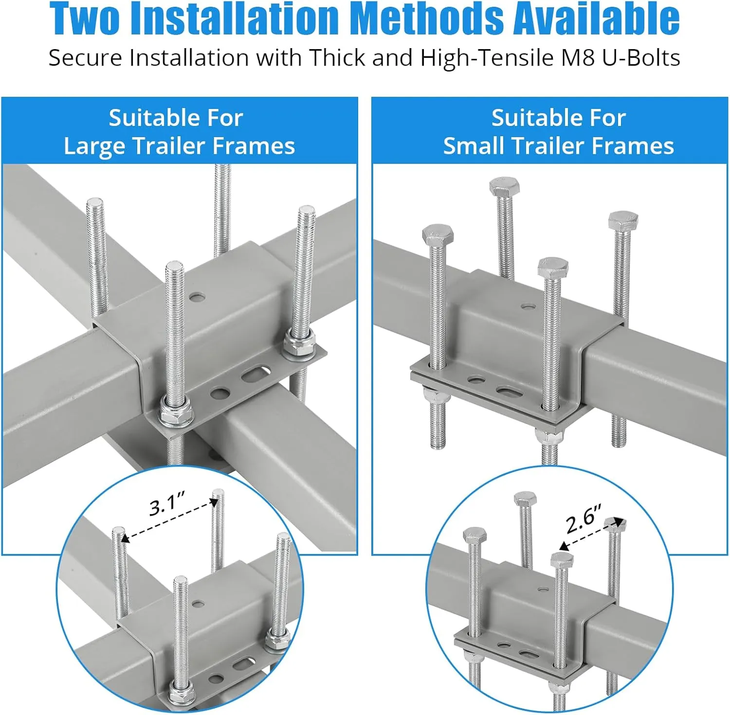 60" Boat Trailer Guide, 2PCS Rustproof Steel Trailer Guide ons, Trailer Guides with Carpet-Padded Boards, Mounting Parts Included, for Ski Boat, Fishing Boat, Sailboat Trailer