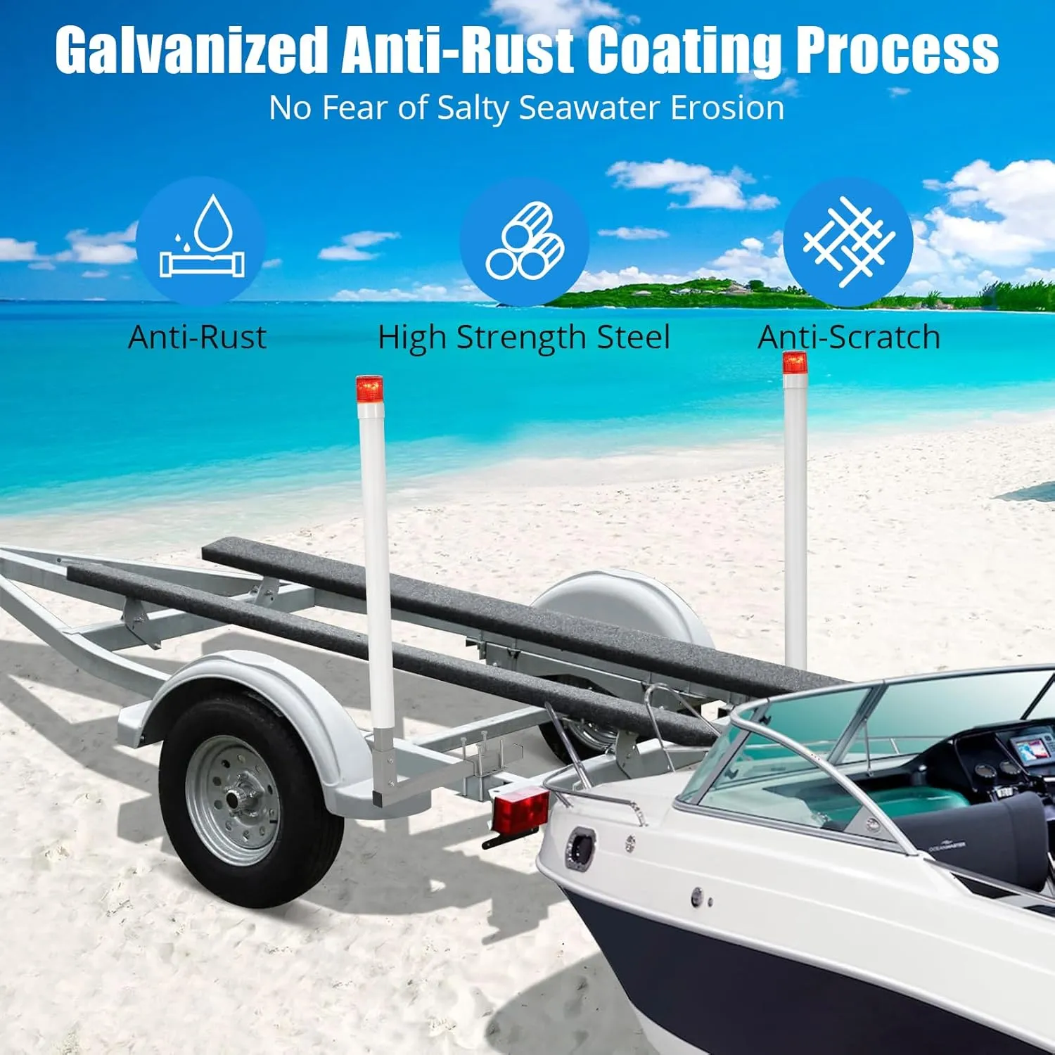 60" Boat Trailer Guide, 2PCS Rustproof Steel Trailer Guide ons, Trailer Guides with Carpet-Padded Boards, Mounting Parts Included, for Ski Boat, Fishing Boat, Sailboat Trailer