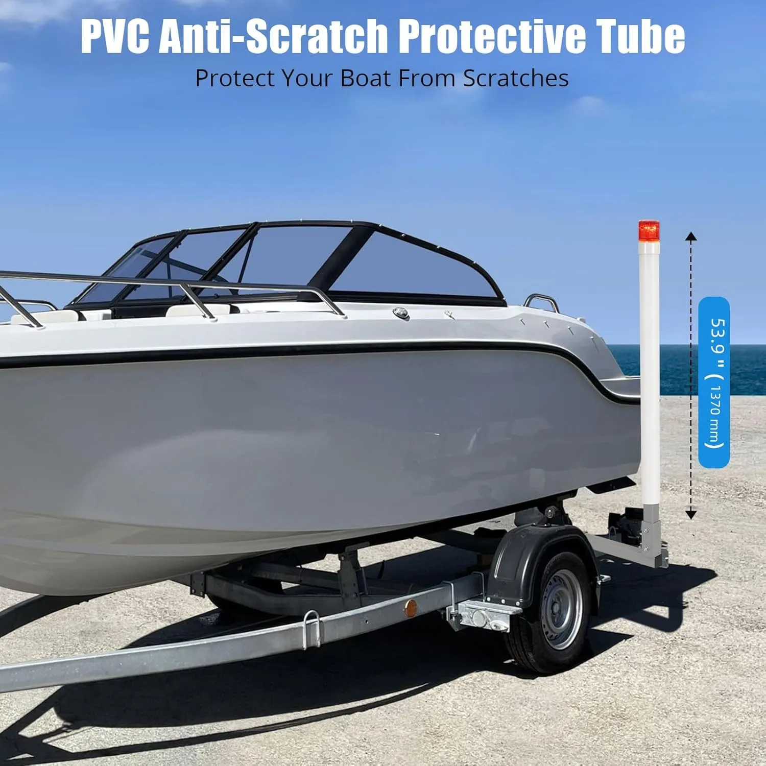 60" Boat Trailer Guide, 2PCS Rustproof Steel Trailer Guide ons, Trailer Guides with Carpet-Padded Boards, Mounting Parts Included, for Ski Boat, Fishing Boat, Sailboat Trailer