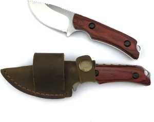 6.3 Inches Hidden Canyon Fixed Blade Knife with Leather Sheath, 8Cr13Mov Blade, Full Tang Wood Handle, EDC Camping Hunting Knife for Men