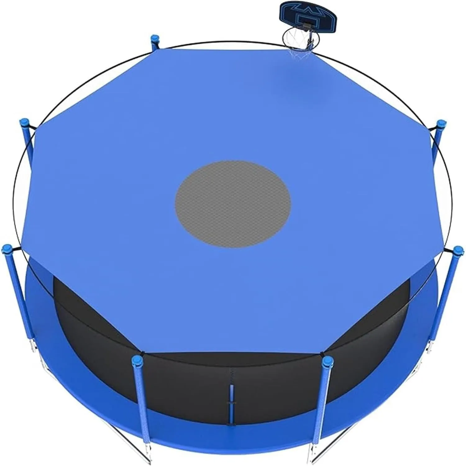6/8/10/12/14/16FT Trampoline Shade Cover, Trampoline Tent Cover Dome Waterproof Trampoline Canopy Sunshade, Sun Protection Trampoline Tent Shade Cover(12FT-8 Poles)