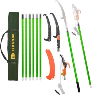 7-27 Feet Extendable Pole Saw for Tree Trimming – Manual Branch Trimmer with Long Handle, Storage Bag, and Green Design – Perfect for Pruning and Cutting High Branches.