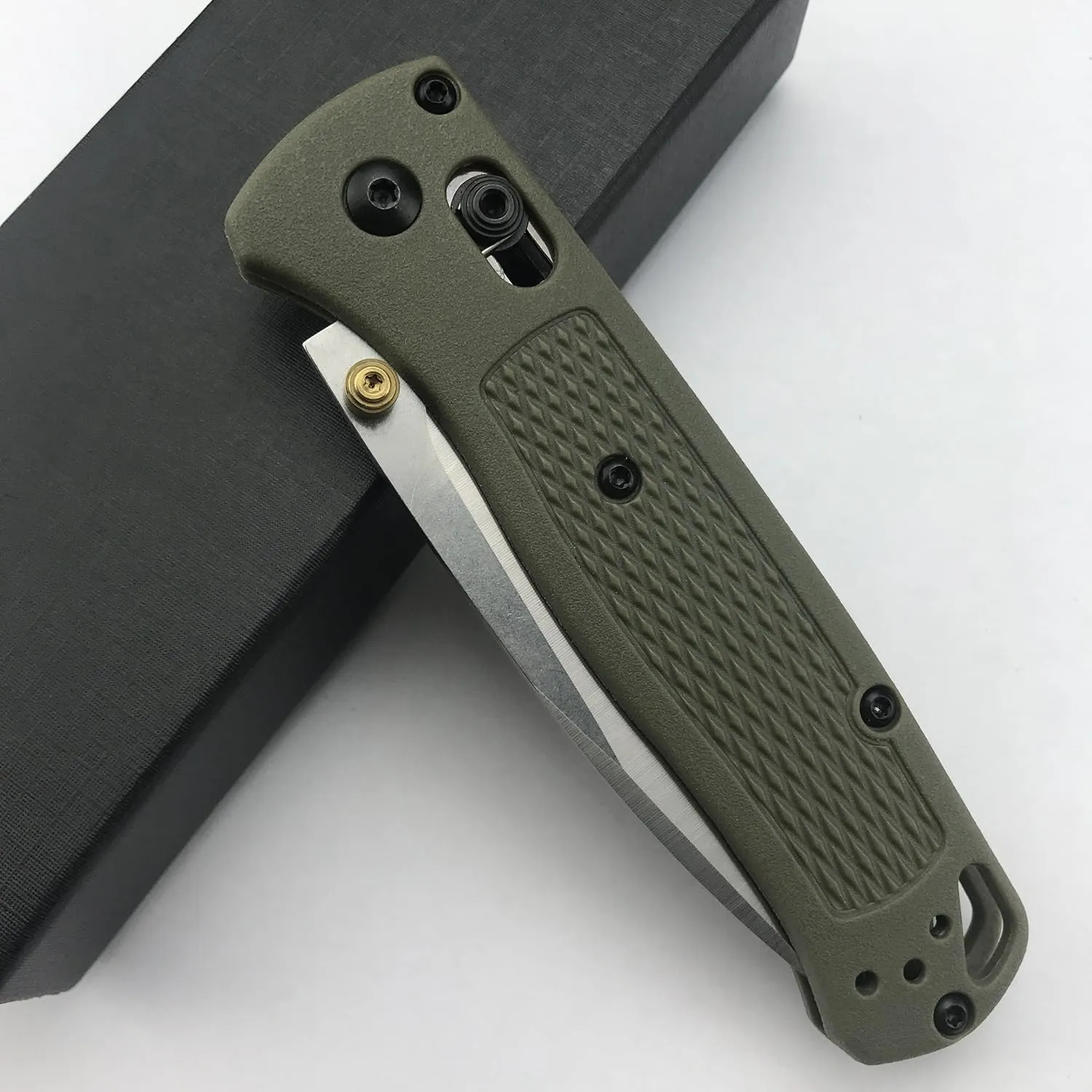 7.5"Folding Pocket Knives,Axis Lock Knife,8Cr13MoV Blade and Green Glass Reinforced Nylon Grivory Handle with Pocket Clip,Sharp Camping Survival Hiking Knives (White Blade)