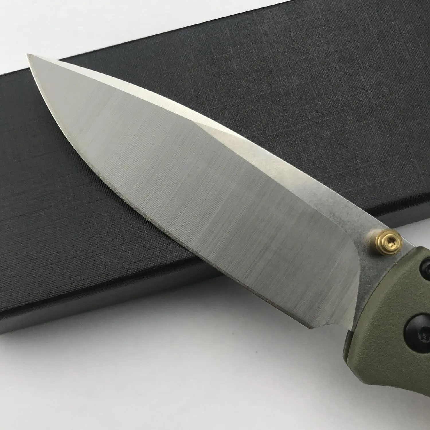 7.5"Folding Pocket Knives,Axis Lock Knife,8Cr13MoV Blade and Green Glass Reinforced Nylon Grivory Handle with Pocket Clip,Sharp Camping Survival Hiking Knives (White Blade)