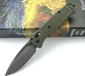 7.5"Folding Pocket Knives,Axis Lock Knife,8Cr13MoV Blade and Green Glass Reinforced Nylon Grivory Handle with Pocket Clip,Sharp Camping Survival Hiking Knives (White Blade)