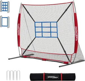 7x7 FT Baseball Softball Practice Nets for Batting Pitching Hitting, with Strike Zone, Softball Nets for Batting and Pitching, Baseball Training Equipment for Kids Adult Youth