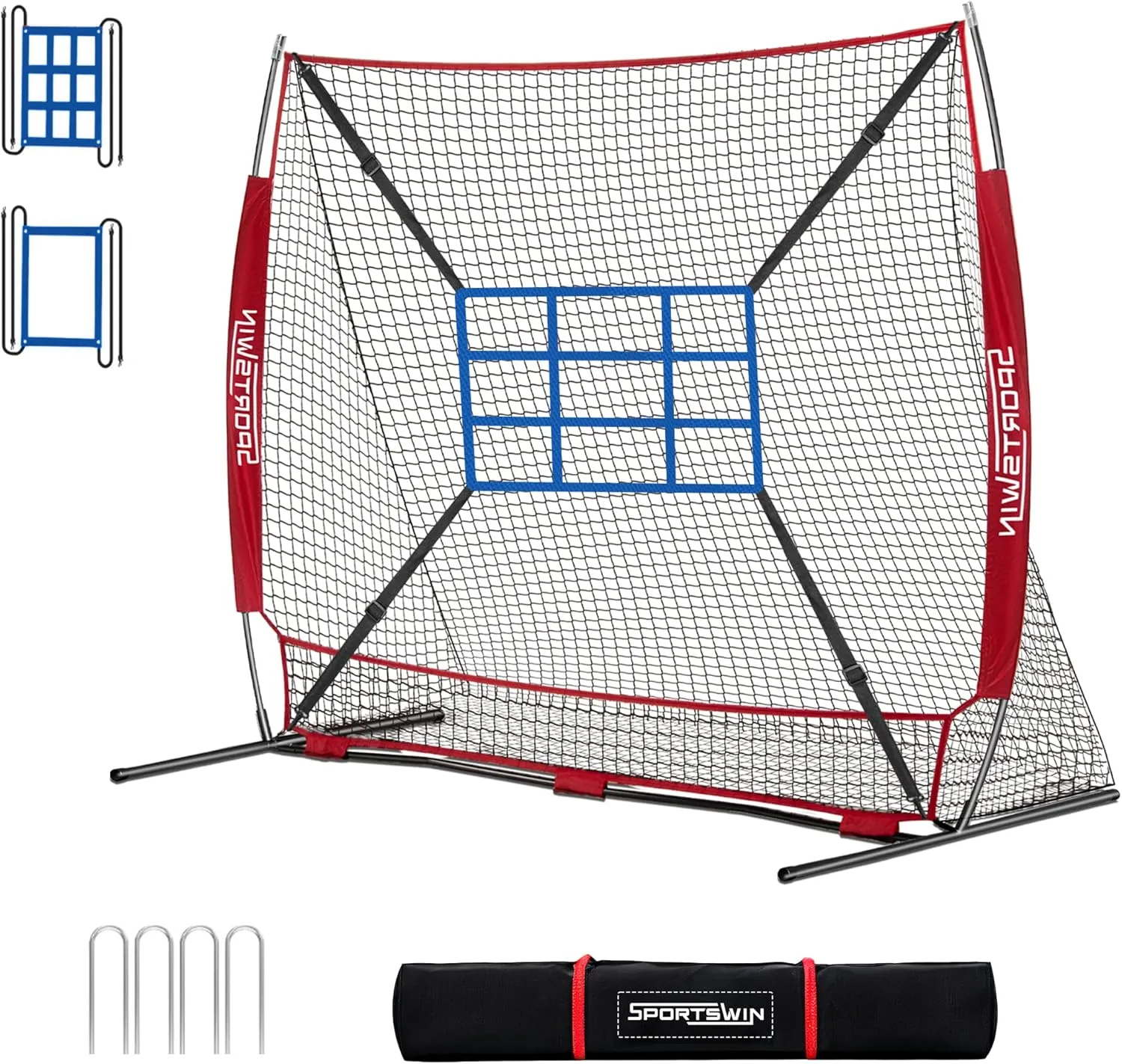 7x7 FT Baseball Softball Practice Nets for Batting Pitching Hitting, with Strike Zone, Softball Nets for Batting and Pitching, Baseball Training Equipment for Kids Adult Youth