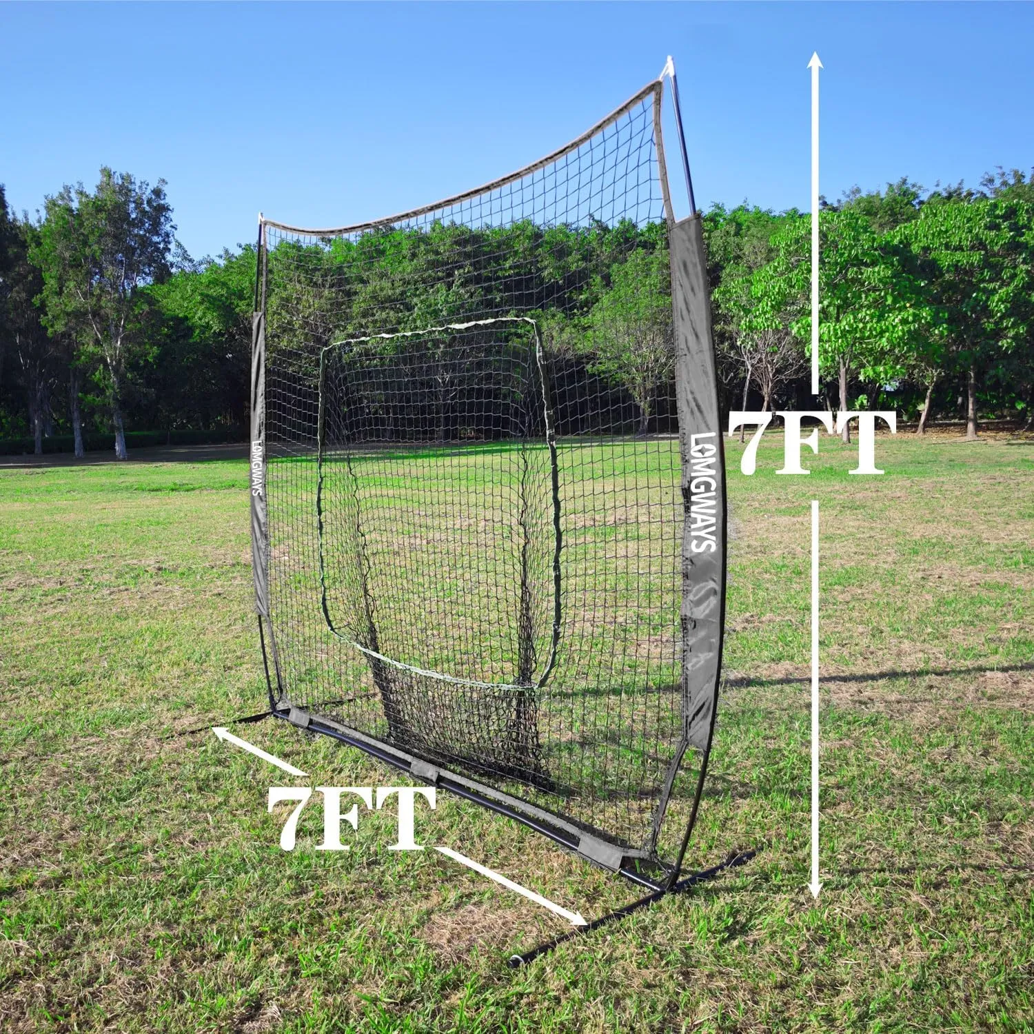 7x7ft/8x8ft Baseball Softball Net with Steel Frame for Batting, Hitting, Pitching, Portable Baseball Batting Net with Carry Bag, Great for All Levels