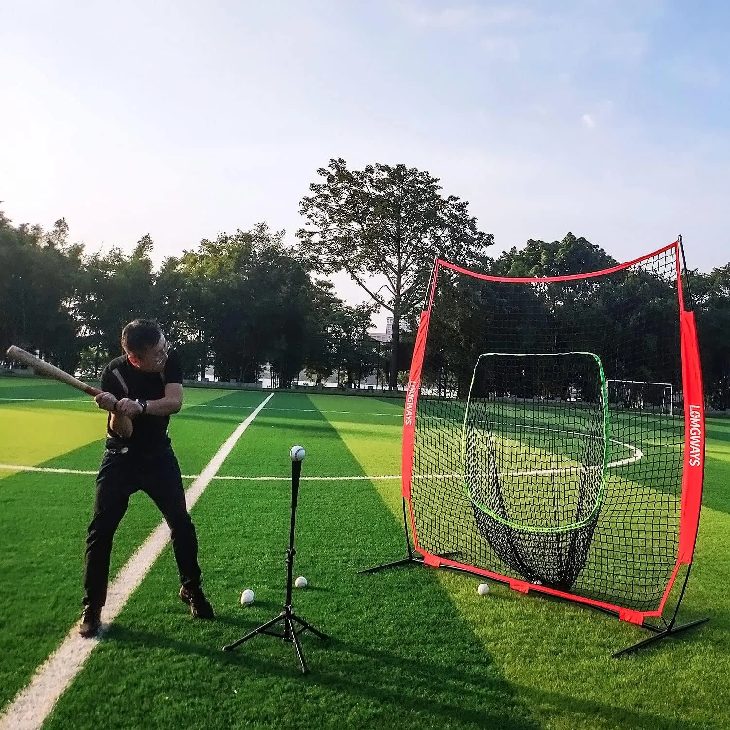7x7ft/8x8ft Baseball Softball Net with Steel Frame for Batting, Hitting, Pitching, Portable Baseball Batting Net with Carry Bag, Great for All Levels
