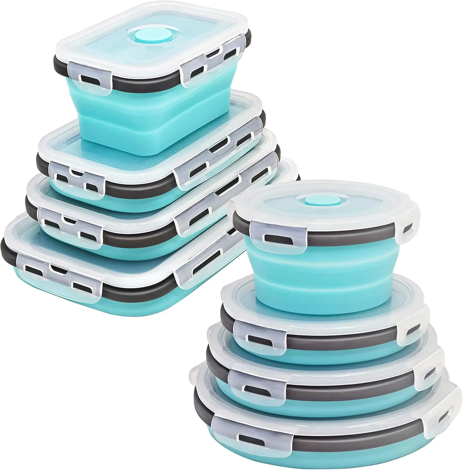 8 Collapsible Food Storage Containers, Silicone Collapsible Food Storage Containers, Collapsible Food Storage Silicone, Rv Collapsible Bowls, Collapsible Storage Containers for Food Camping Containers
