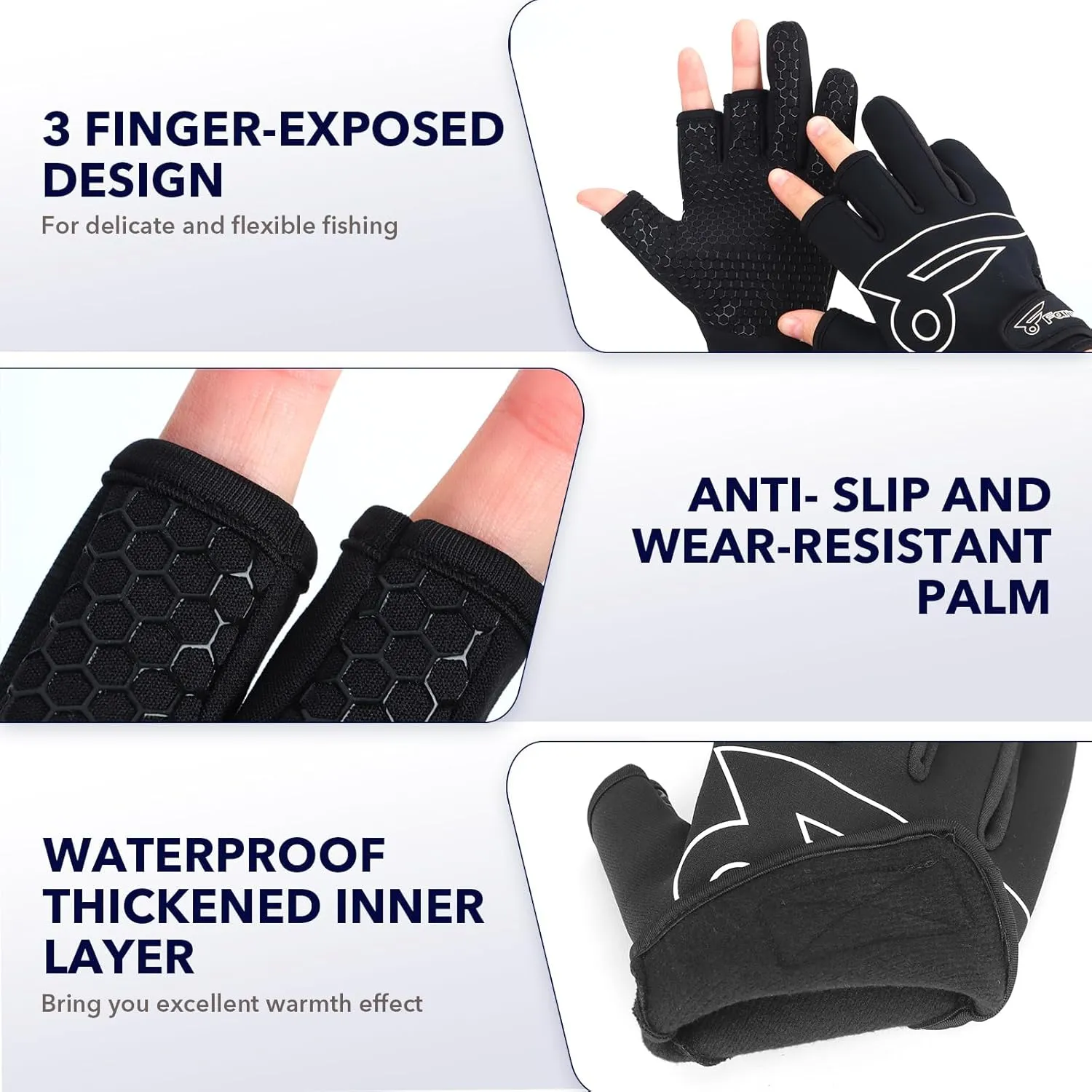 8 Fans Fishing Gloves - Finger Openness Glove Men Women, Camo Fish Accessories, SPF UV Sun Protection, Fly Fishing, Kayaking
