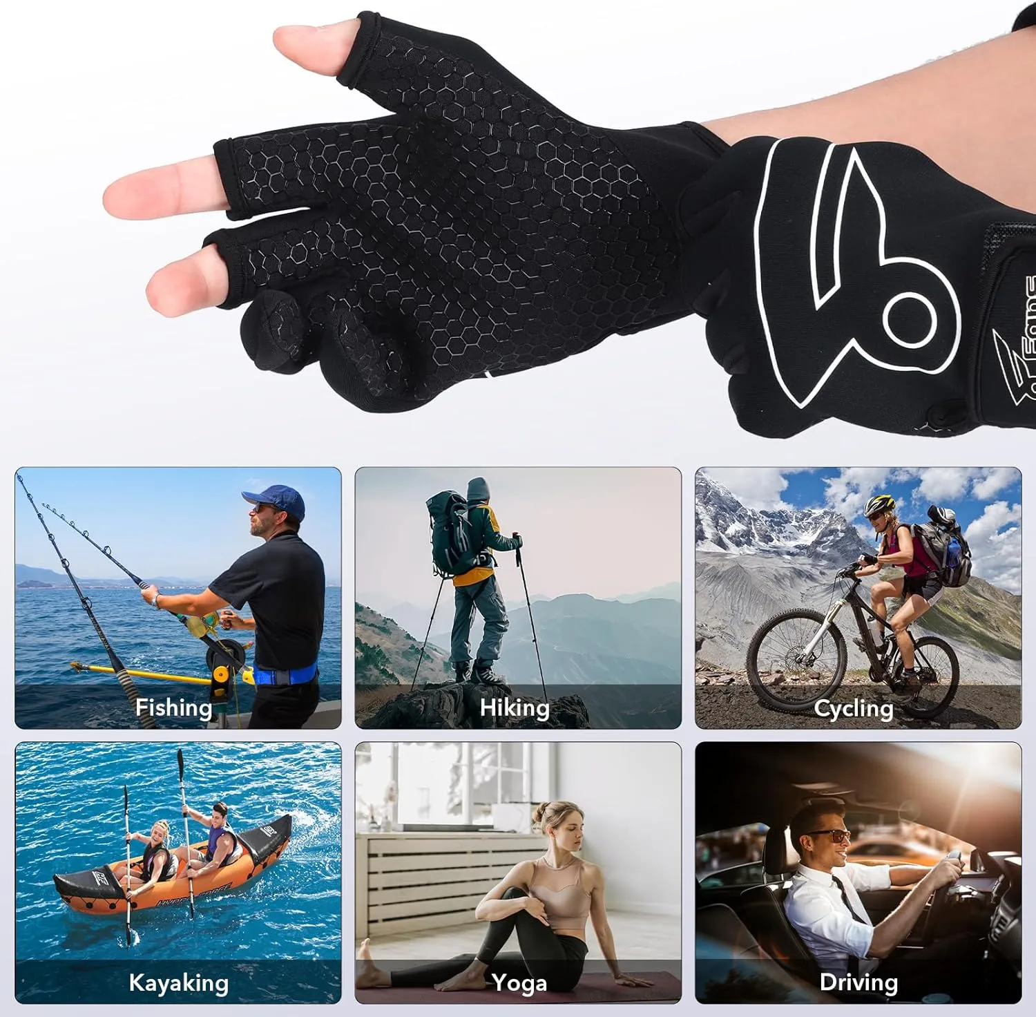 8 Fans Fishing Gloves - Finger Openness Glove Men Women, Camo Fish Accessories, SPF UV Sun Protection, Fly Fishing, Kayaking