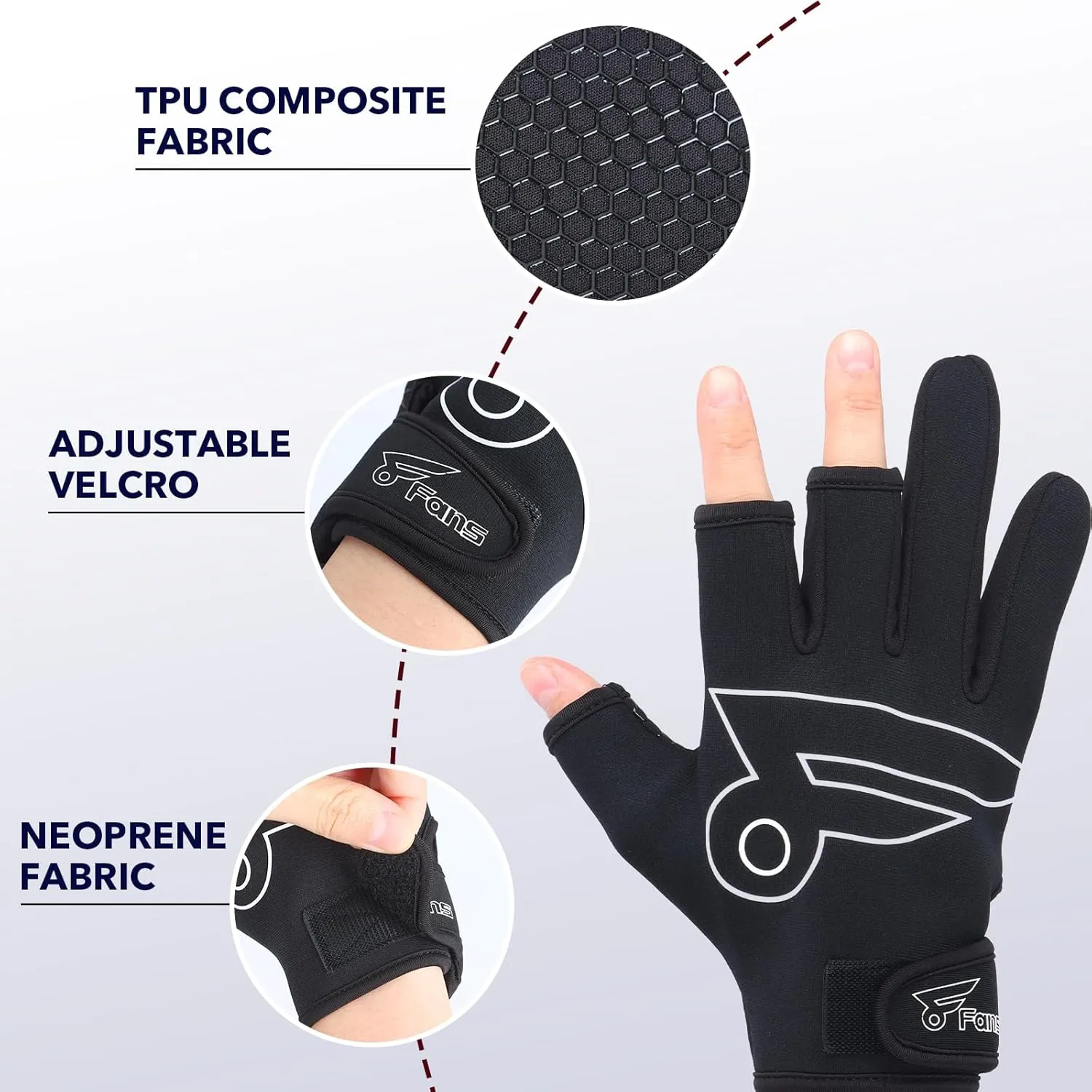8 Fans Fishing Gloves - Finger Openness Glove Men Women, Camo Fish Accessories, SPF UV Sun Protection, Fly Fishing, Kayaking