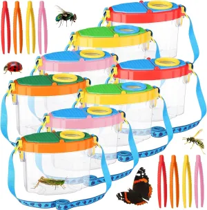 8 Pack Insect Bug Viewer Kit for Kids with Tweezers Explorer Outdoor Set Bug Catcher Containers for Insects Magnifying Insect Box Observation Kit for Science Nature Exploration Collecting