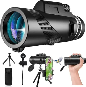 80x100 Monocular Telescope High Powered for Smartphone Monoculars for Adults High Definition for Travel Camping Hiking Stargazing Hunting Wildlife Bird Watching, 6