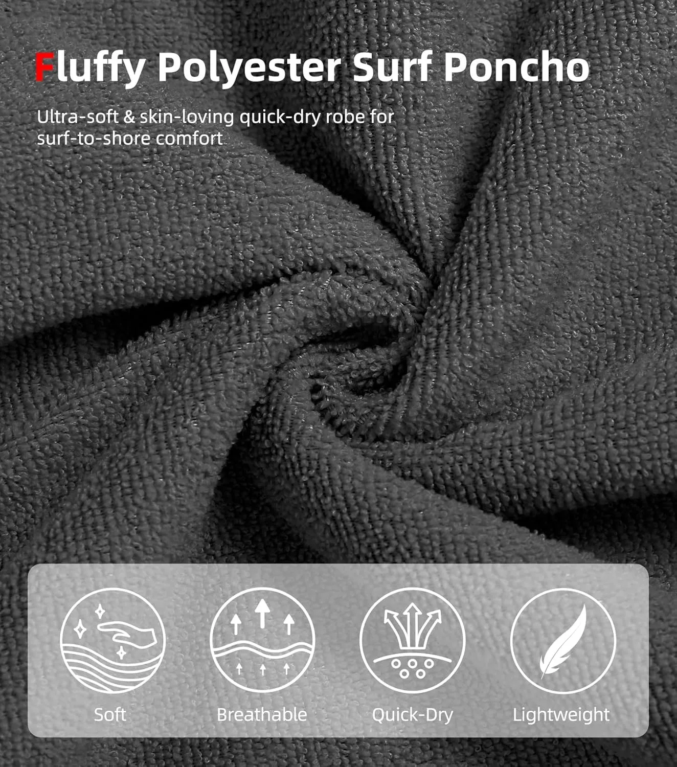 Abahub Surf Poncho Men & Women Towel Poncho Adult with Hood, Thick Quick Dry Changing Poncho Towel, Microfiber Wearable Cover Up for Surfing Beach Swim - Absorbent Changing Towel L (Grey)